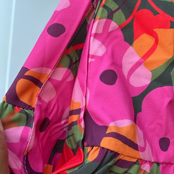 Pink and Yellow Maxi Sundress with Puff Sleeves - Picture 2 of 10